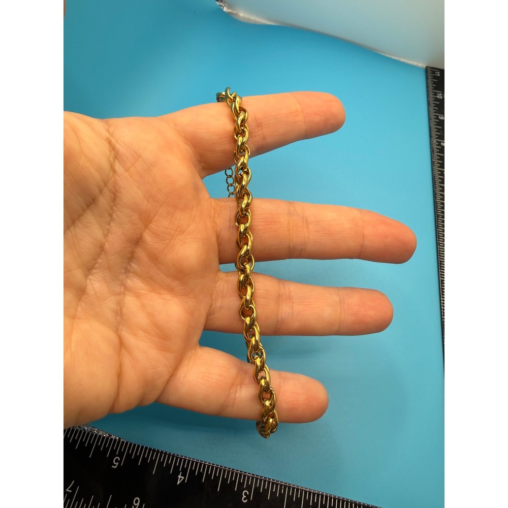Gold Tone Chunky Link Chain Bracelet Adjustable Lobster Clasp 6.5-8.5 Inch‎